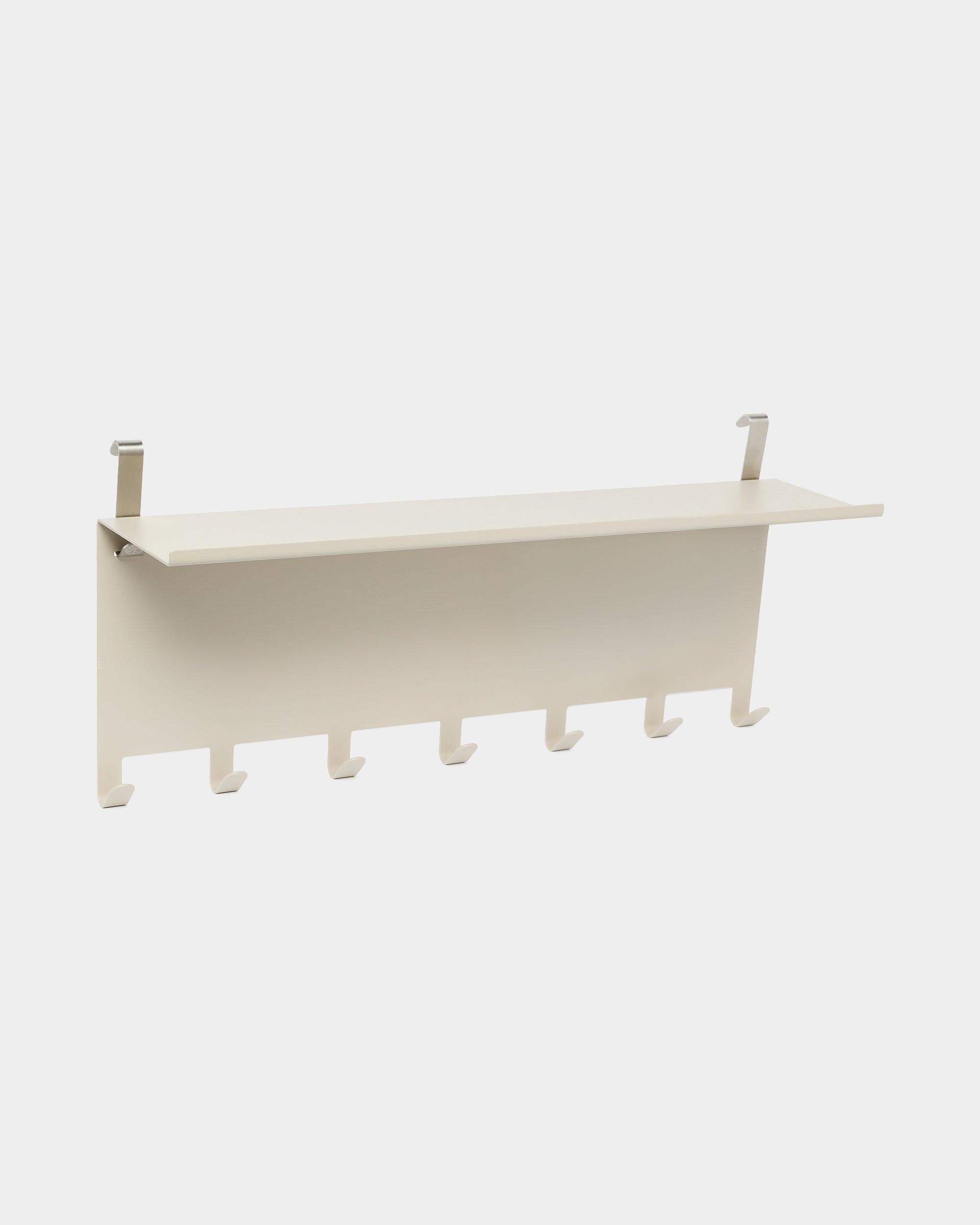 Perchero WoodUpp Nell BM1 en beige, de estilo nórdico, con cinco ganchos y dos soportes, 63,5 x 24 cm, diseñado para complementar los paneles acústicos Akupanel.